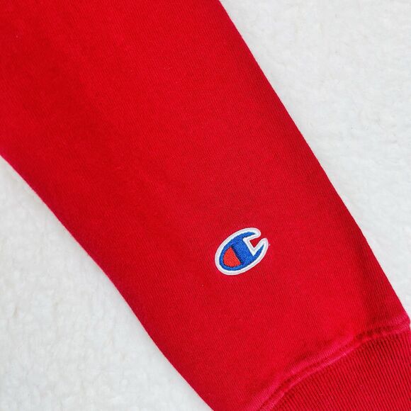 Champion Women's Tee Cotton Boyfriend Long-Sleeve Top Red Medium Back Logo - Picture 4 of 8